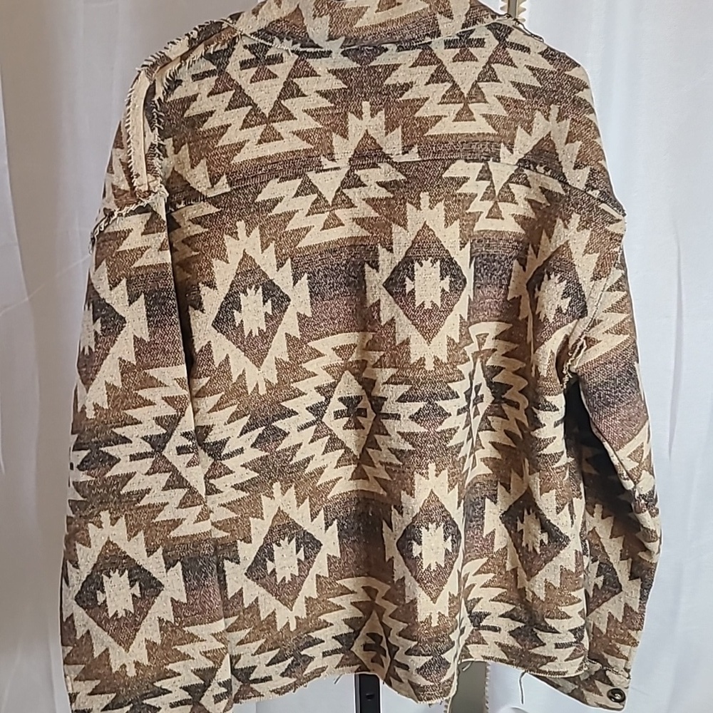 Southwest, Western Shacket Jacket Heavyweight Womens L Beige Brown BiBi - Picture 7 of 8